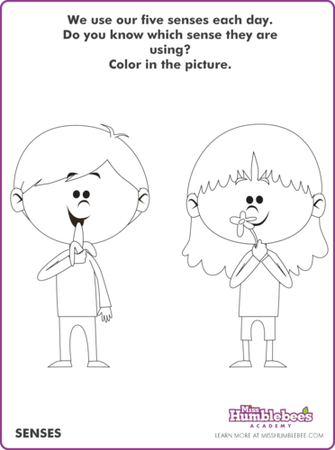 Printable: Five Senses Coloring Page